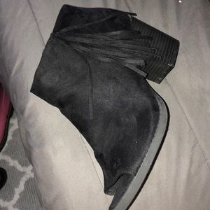 Heeled booties with peep toe!